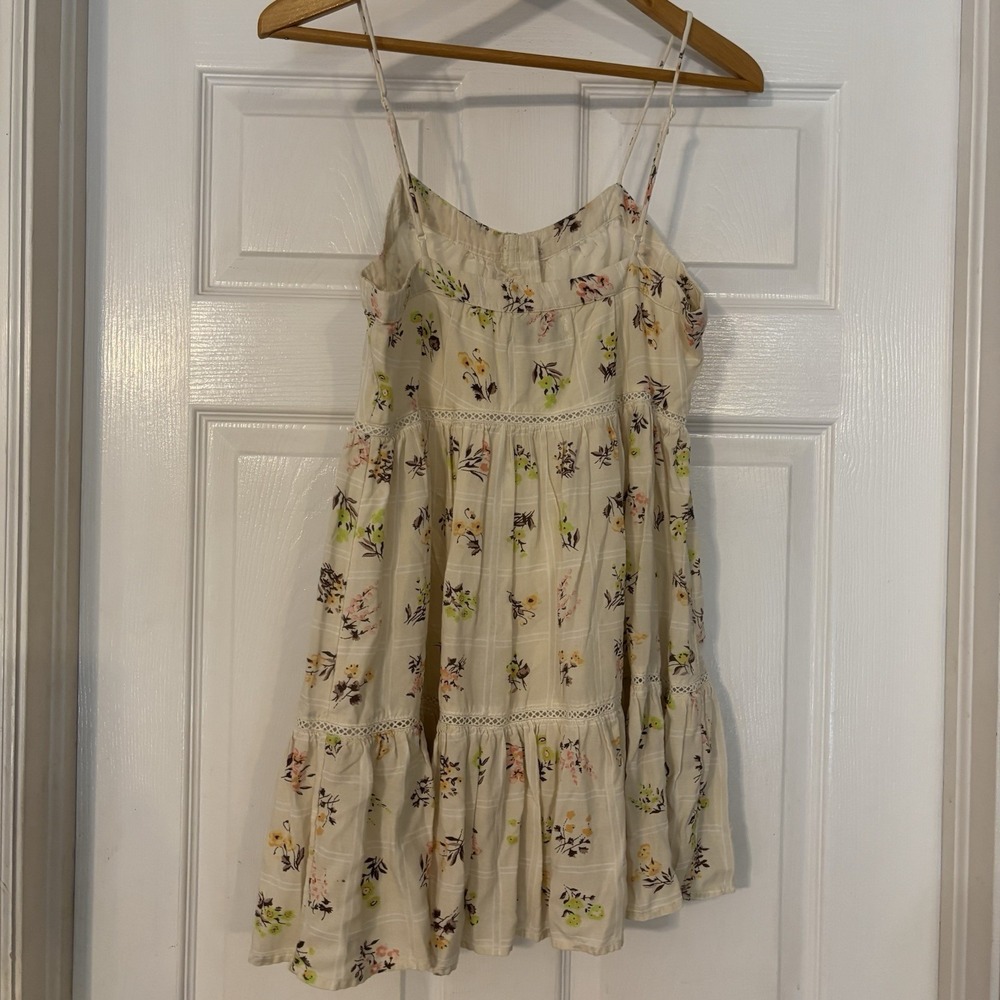 URBAN OUTFITTERS Floral Print Spaghetti Strap Button Ruffled Mini Dress Size S - Picture 2 of 10
